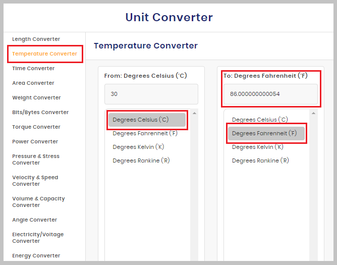 Temprature Conversion